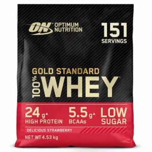 Optimum Nutrition Gold Standard 100% Whey Protein Powder Delicious Strawberry 4.53 kg (151 Servings) Romania | 4879-LAKCI