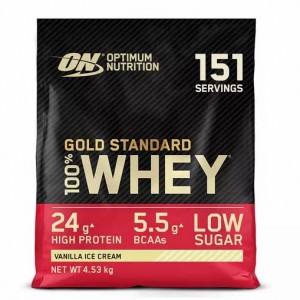 Optimum Nutrition Gold Standard 100% Whey Protein Powder Vanilla Ice Cream 4.53 kg (151 Servings) Romania | 3019-UVQEO