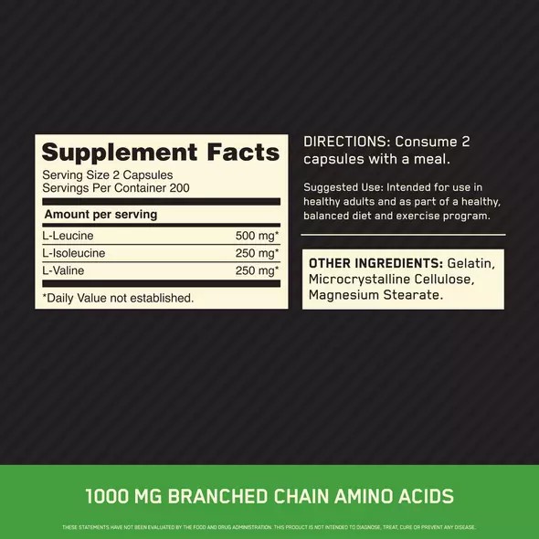 Optimum Nutrition BCAA 1000 400 Capsules (200 Servings) Romania | 8745-VSBWF