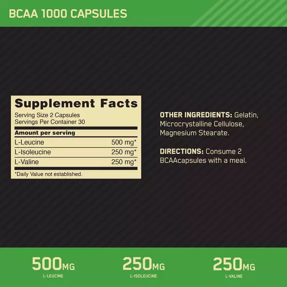 Optimum Nutrition BCAA 1000 60 Capsules (30 Servings) Romania | 5429-JBPVO