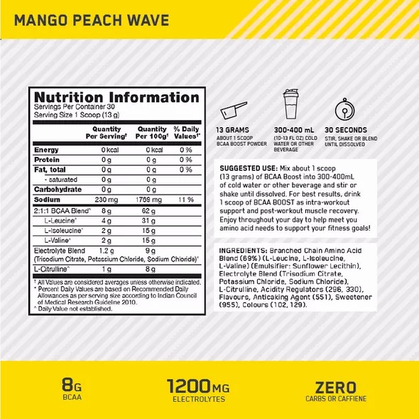 Optimum Nutrition BCAA Boost Mango Peach 30 Serves Romania | 4725-TIRYK