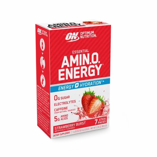 Optimum Nutrition Essential AMIN.O. ENERGY + Electrolytes Strawberry Burst 7 Stick Packs (7 Servings) Romania | 7905-PMEVK