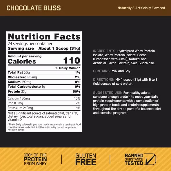 Optimum Nutrition GOLD STANDARD® 100% Isolate Chocolate Bliss 3 lb (44 Servings) Romania | 7542-QRJKN