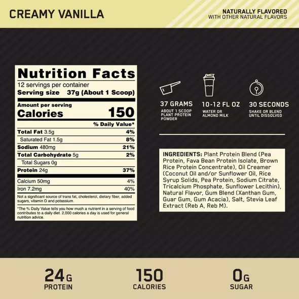 Optimum Nutrition GOLD STANDARD® 100% Plant Creamy Vanilla 0.98 lb (12 Servings) Romania | 5736-SMWCJ