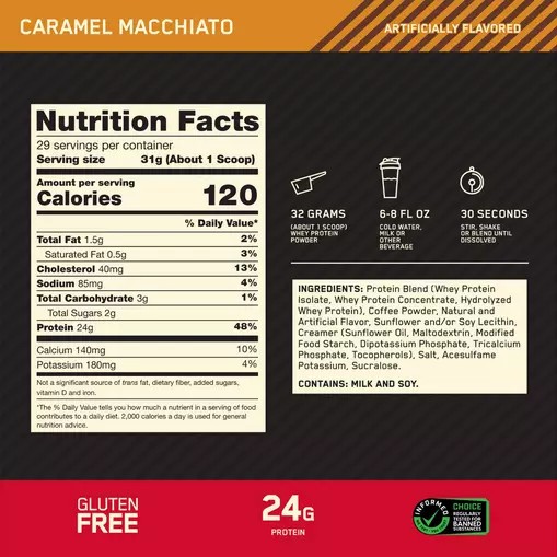 Optimum Nutrition GOLD STANDARD 100% WHEY™ *new* Caramel Macchiato 2 lb (28 Servings) Romania | 5937-NGHJS