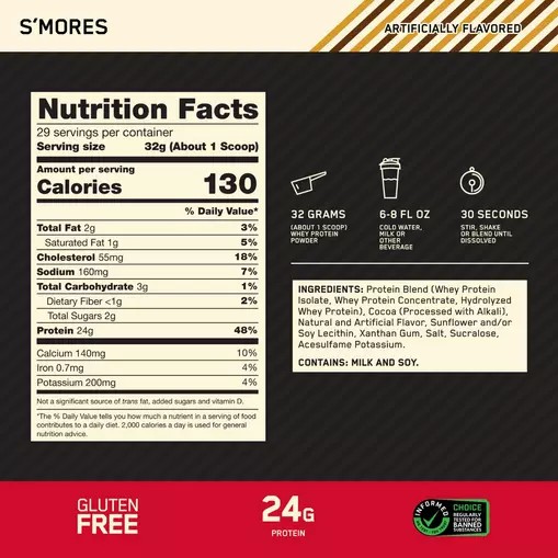 Optimum Nutrition GOLD STANDARD 100% WHEY™ *new* S'mores 2 lb (28 Servings) Romania | 4718-MYJNH