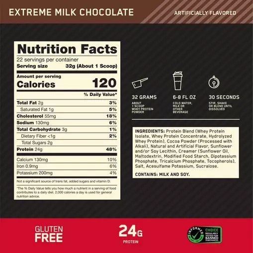 Optimum Nutrition GOLD STANDARD 100% WHEY™ Extreme Milk Chocolate 1.5 lb (22 Servings) Romania | 0147-DYTXR