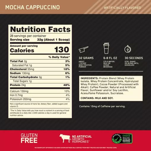 Optimum Nutrition GOLD STANDARD 100% WHEY™ Mocha Cappuccino 2 lb (28 Servings) Romania | 2573-ECNUG