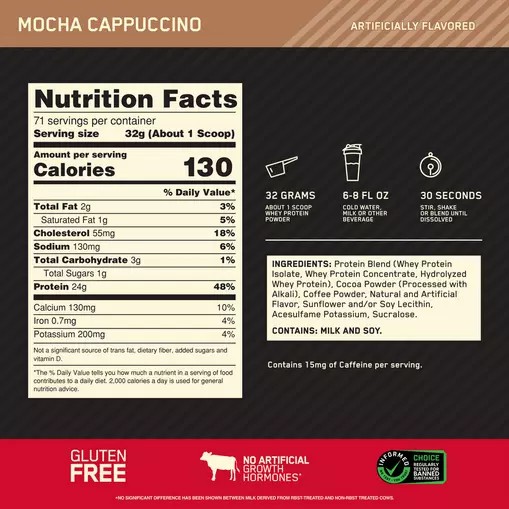 Optimum Nutrition GOLD STANDARD 100% WHEY™ Mocha Cappuccino 5 lb (71 Servings) Romania | 8254-FGMDE