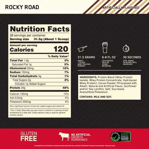 Optimum Nutrition GOLD STANDARD 100% WHEY™ Rocky Road 2 lb (28 Servings) Romania | 2156-SPAMD