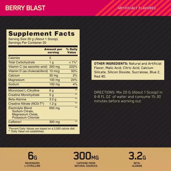 Optimum Nutrition GOLD STANDARD® Pre Advanced Berry Blast 0.88 lb (20 Servings) Romania | 9614-AFGVW