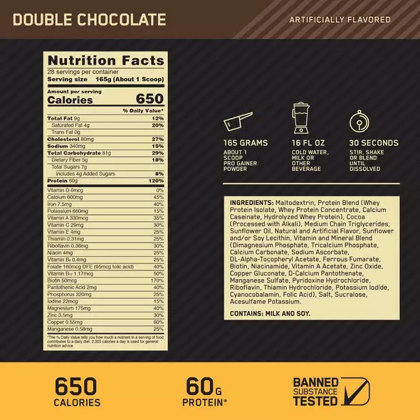 Optimum Nutrition GOLD STANDARD® Pro Gainer Double Chocolate 5.09 lb (14 Servings) Romania | 4368-CMKXO