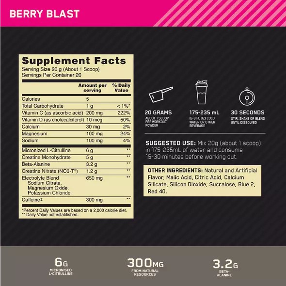 Optimum Nutrition Gold Standard Pre Advanced Berry Blast 20 Serves Romania | 3751-QXSFK