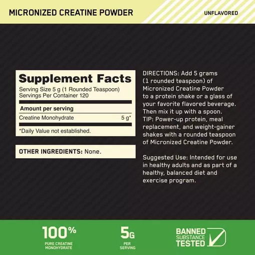 Optimum Nutrition Micronized Creatine Powder Unflavored 1.32 lb (120 Servings) Romania | 3908-HMKTS