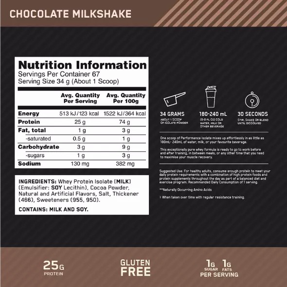 Optimum Nutrition Performance Isolate Chocolate 2.27kg Romania | 7423-RSPOA