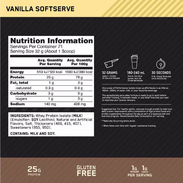 Optimum Nutrition Performance Isolate Vanilla 2.27kg Romania | 8719-XAHUE