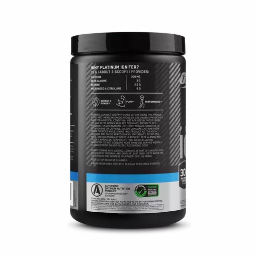 Optimum Nutrition Platinum Igniter Blue Raspberry Freeze 0.84 lb (20 Servings) Romania | 0195-ECMNR