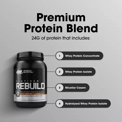 Optimum Nutrition Platinum Rebuild Dark Chocolate 1.67 lb (20 Servings) Romania | 9546-YTLQM